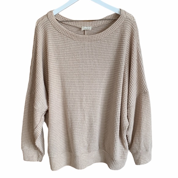123 Story Tops - 143 Story Tan Thermal Sweater Top